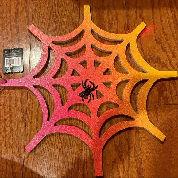 Orange and Pink Spider Web Wall Decor - Picture 1 of 2
